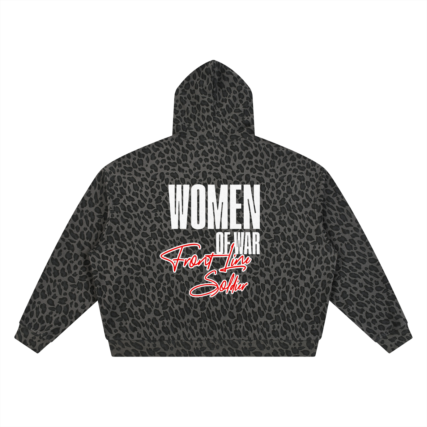 WOW LEOPARD WAFFLE KNIT ZIP HOODIE