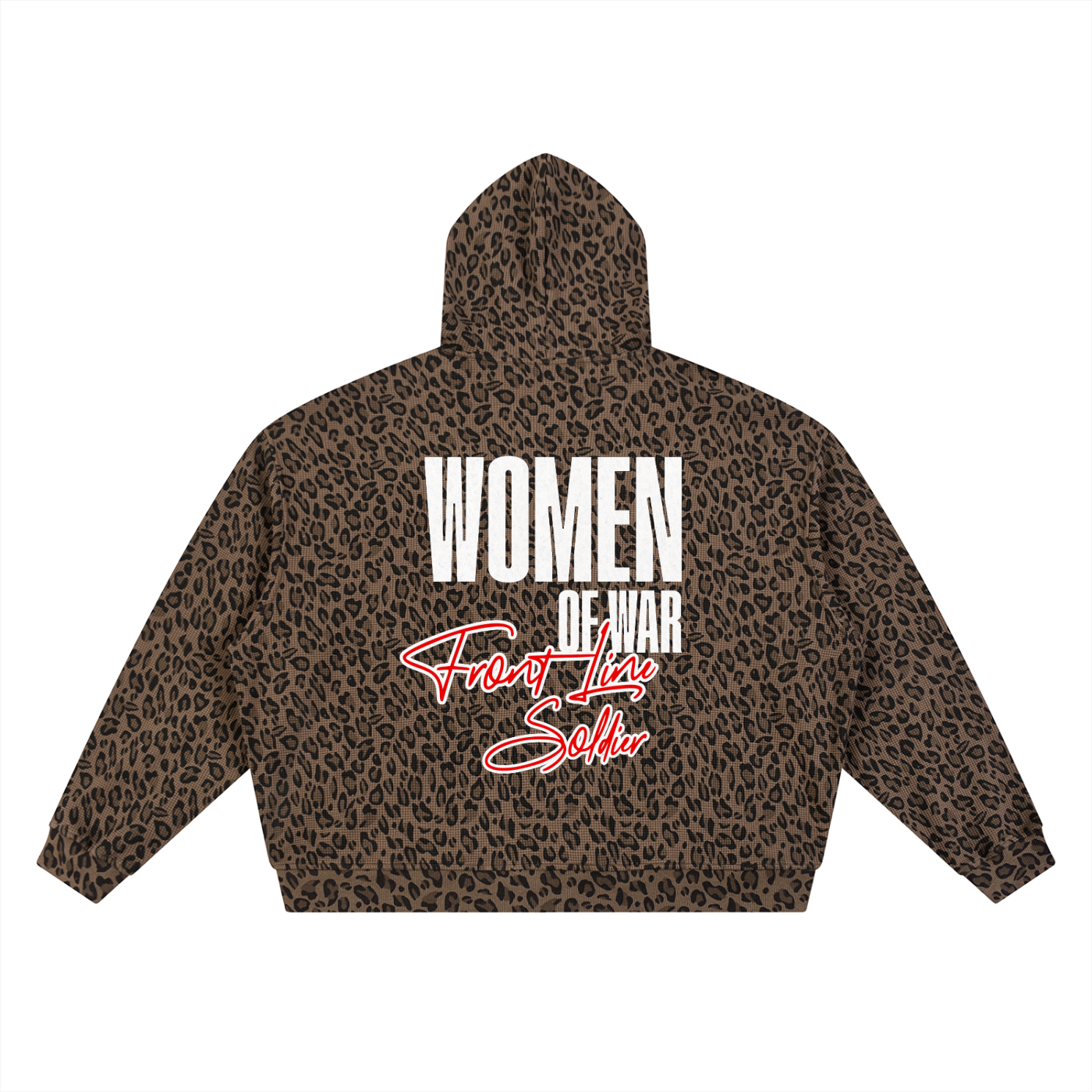 WOW LEOPARD WAFFLE KNIT ZIP HOODIE