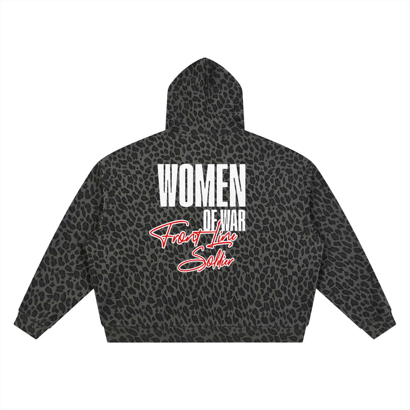 WOW LEOPARD WAFFLE KNIT ZIP HOODIE